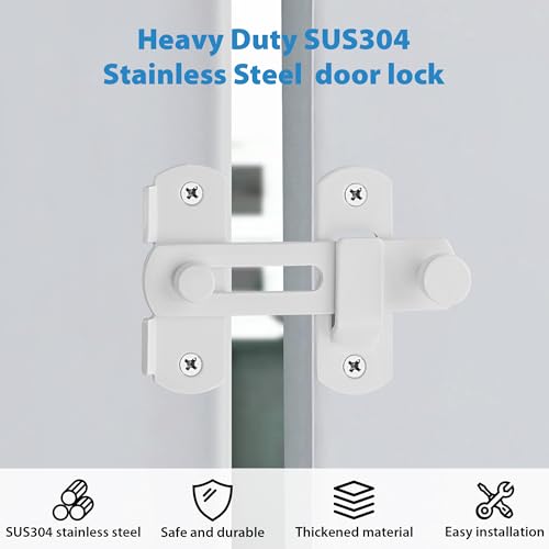 Image of Alise 2pcs 4 Inch White SUS304 Stainless Steel Gate Latches for Barn Door