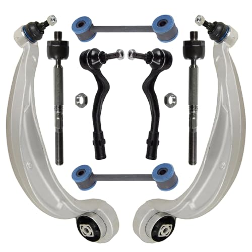 Image of Detroit Axle - 8pc Front End Kit for Audi A4 A5 Quattro S5 S4 Q5, 2 Lower Rearward Control Arms with Ball Joint 4 Inner Outer Tie Rod Ends 2 Stabilizer Sway Bar End Links Replacement
