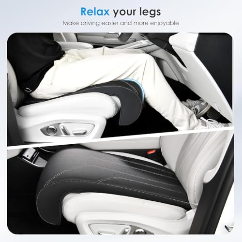 Image of FLORICH Car Seat Extender Leg Extender Support Cushion for Driver Seats Office Chair, Leather Carseat Leg Support for Long Drivers Universal Car Seat Cushion Legs Rest Pads-Black