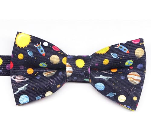 Image of Colorful Fun Pattern Pre-Tied Bow Tie Mens Floral Space Adjustable Bowtie