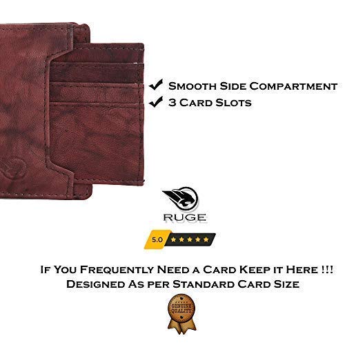 Image of RUGE Light Antique Brown Leather Men's RFID Wallet (RO-MD7A-65)