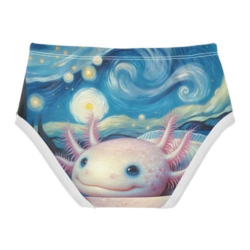 Cotton Girls Underwear Toddler Cute Axolotl Starry Night Funny Girl Panties Cute Animals Underpants Briefs 2t2