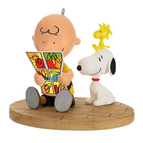 Image of Hallmark Keepsake Peanuts Hanging Ornament - Charlie Brown, Snoopy & Woodstock with Comic Design
