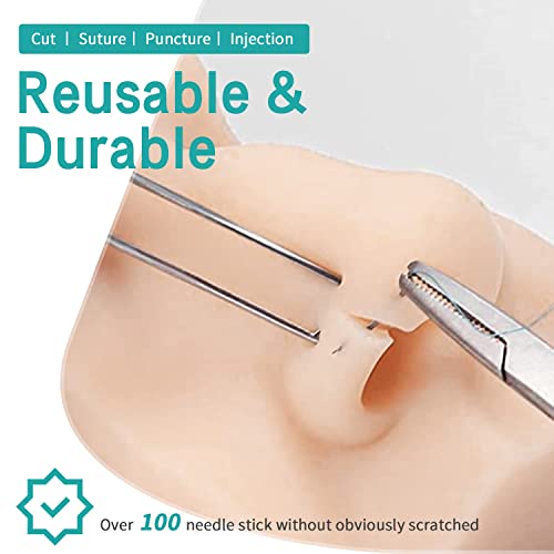 Image of Injection Training Silicone Mannequin Head - Full Soft Silicone with Bones Inside Human Face Facial Skin Practice Model Training Practice for Micro-Plastic Suture Jewelry Display Makeup