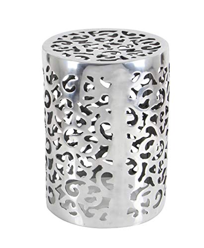 Deco 79 Aluminum Scroll Accent Table, 13" X 13" X 18", Silver #TOP7