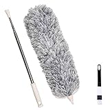 Plumero de Limpieza,Plumero Atrapapolvo Extensible,Ajustable Lavable Plumero de Microfibra con Poste Telescópico Largo de 245cm para Ventanas Persianas Muebles Coches