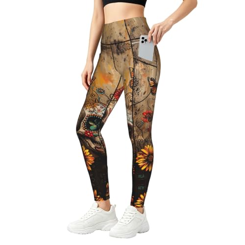 Pantalones de yoga ERSDWRE con bolsillos laterales y banda elástica compresiva