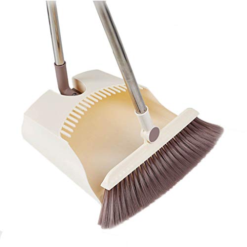NLIAN - Juego de escoba y recogedor, suministros de limpieza, combo de escoba vertical con mango de 95 cm/diseño biselado de 45 ° para el hogar, cocina, oficina