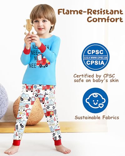 Mikrdoo Boys' Snug-Fit Sleepwear ，for Comfortable Nights Cotton Pajama Set 2T-12, 95% Cotton Stretch2