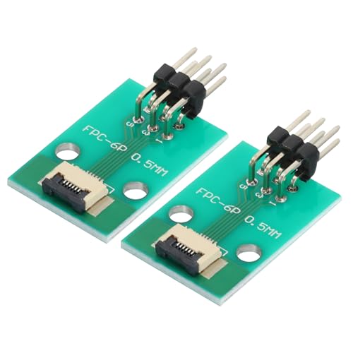 QUARKZMAN 2Pcs Conector de Placa 6 Pines 0.5mm FFC FPC a Encabezado de Pines Ángulo Recto de Doble Hila de 2.54mm Adaptador de Placa Convertidora PCB para DVD Tv/Cámaras Portátiles