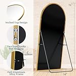 Full Length Mirror with Stand, 76"x34" Arched Full Body Mirror, Large Stand Up Mirrors, Aluminum Frame Floor Standing Mirrors, Freestanding Hanging Leaning Mounted for Bedroom Living Room, Gold - Image 5