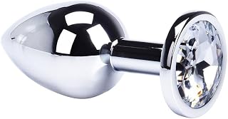 Jeweled Beginners to Expert Stainless Steel Anal ButtPlug | Anal Butt Plug Sex Toys | for Women, Men or Couples | Anal Stimulation Toy | Sex Love Games | Personal Massager (White, S)