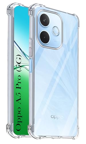 Image of Jkobi Shockproof Crystal-Clear Back Cover for Oppo A5 Pro (Anti Yellow Case | Drop & Camera Protection | Hard Polycarbonate)