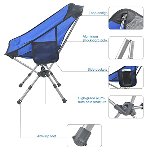 MECHHRE Klappbarer Campingstuhl mit Tragetasche – kompakter, ultraleichter Faltbarer Strandstuhl – Verstellbarer Höhe Tragbarer hoch belastbarer Outdoor Stuhl für Rucksackreisen, Wandern, Camping - Image 5