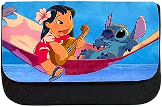 Ksopsdey Pencil Case, Cartoon Pencil Case, Lilo & Stitch Pen Case, Lilo & Stitch Large Capacity Pen Case, Stationery Desk Organizer with Zipper, for School & Office Supplies (Blue)