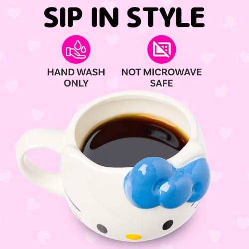 Image of Silver Buffalo Sanrio Hello Kitty Blue Bow, 3D Sculpted Mug, 20oz