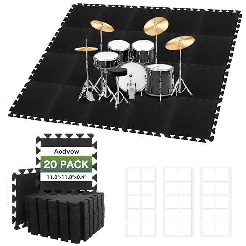 20 Pcs 11x11x0.4" Sound Absorbing Interlocking Floor Mats