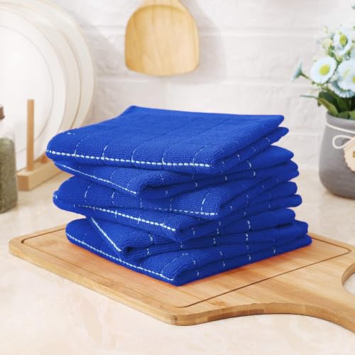 Image of Homaxy 100% Cotton Terry Kitchen Dish Cloths, 8 Pack, Blueberry | Ultra Soft and Absorbent, Suitable for Drying and Washing Dishes