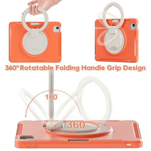 Étui pour iPad Pro 11 coque antichoc orange avec poignée rotative