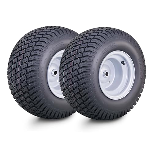 WANDA Lawn Mower Tractor Tire Wheel Assembly 18X8.5-8 4-Ply P332 with 3/4 Bushing 3/16 Keyway 3-1/2 offset Hub Silver Wheel-13028 SET 2