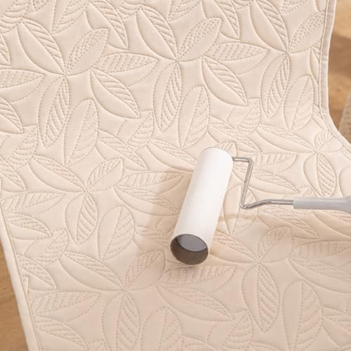 Image of HOMETHREADS Non-Slip Chair Cover-Universal Fit for Kitchen & Dining Chairs-Cushioned Comfort - Stylish Machine Washable Seat Cover -145x45Cm (Cream, Pack of 2)