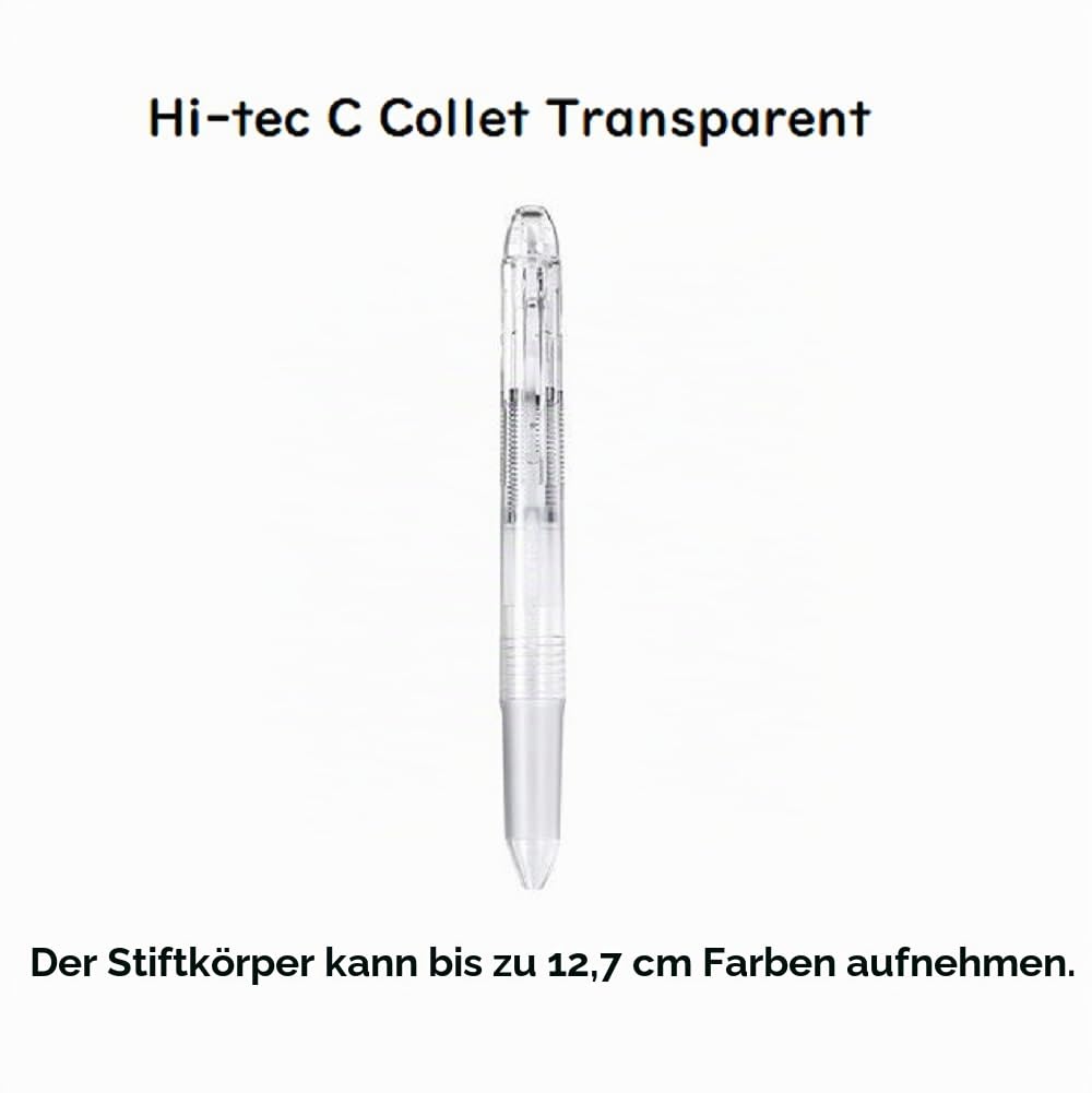 Pilot Hi-Tec-C Coleto Gelschreiber, 0,4 mm, 5-in-1 transparenter Körper und 5 Pastellfarben-Ersatzminen, Set mit originalem Stylus-Kugelschreiber