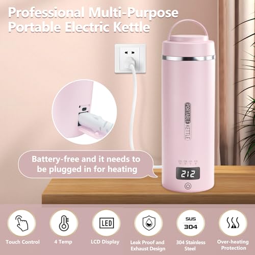 Hervidor eléctrico portátil de viaje con 4 temperaturas, acero inox miniatura 3