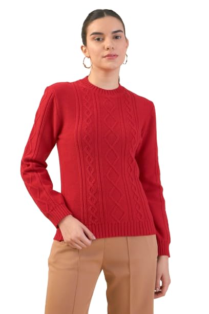 salt attire Irina red Cable Knit Sweater-picture-19