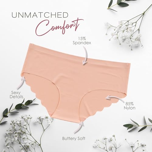 Image of Pretty Sweet Intimates Women's Seamless Cheeky Bikini Underwear, Pack of 10- Laser Cut, No Show Cheeky Panties with Lace