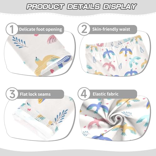 Spring Birds Girls Leggings,Workout Leggings for Girls Toddler Athletic Leggings Size for 3-10T3