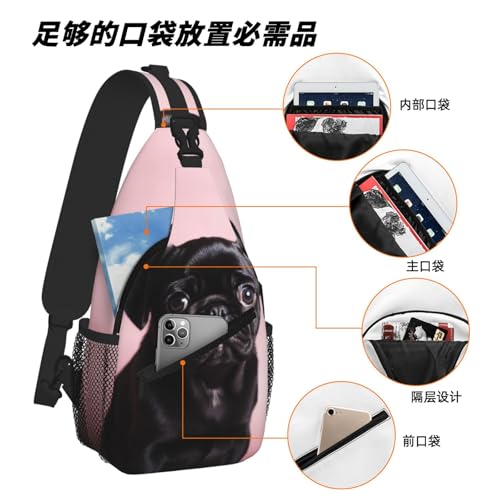 Bolso bandolera negro para hombre y mujer para senderismo miniatura 6