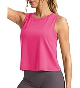 MAGCOMSEN Women's Workout Tank Tops Crop Athletic Sleeveless Summer Quick Dry Moisture Wicking To...