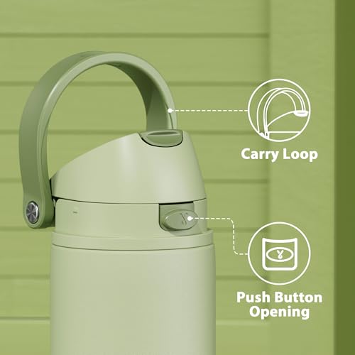 Image of 24 oz Insulated Water Bottle with Straw: Meoky Stainless Steel Metal Water Bottle with 2-in-1 Lid - Leak Proof, Cold for 24 Hours, Protective Silicone Base, BPA-Free for Sports Travel Car, Sage