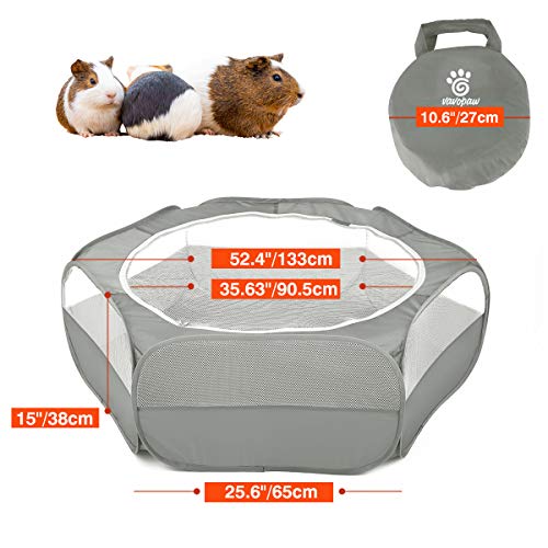 Vavopaw Small Animals Playpen, Waterproof Breathable Indoor Pet Cage Tent With Zipper Cover, Portable Outdoor Exercise Yard Fence For Kitten Hamster Bunny Squirrel Guinea Pig Hedgehog, Gray #TOP6