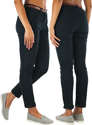 ToBeInStyle Women's Belted Bengaline Ankle Length Pants3