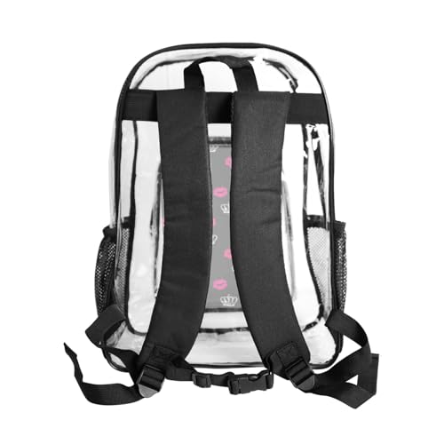 Sac transparent couronne imprimé grand modèle imperméable
