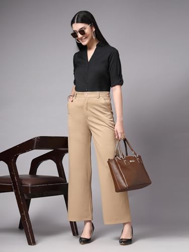 Image of Style Quotient Women Solid Navy Viscose Rayon Semi Formal Shirt