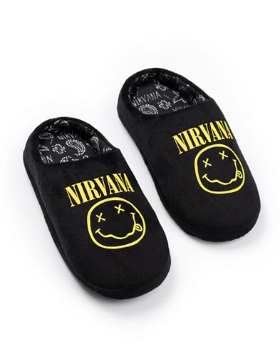 Nirvana Pantuflas negras unisex para niños con el logo | Calzado