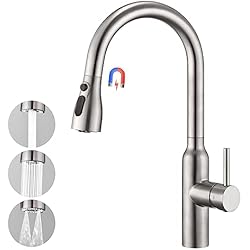 Griferia Fregadero Leroy Merlin CREA Grifo de Cocina con 3 Chorros Teleducha Ducha extraíble, Grifo Cocina Mezclador Monomando para Fregadero de Cocinacon Caño 360° Giratorio, Acero Inoxidable cepillado mate