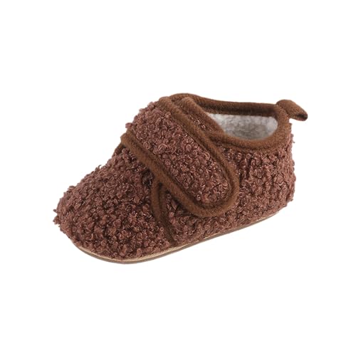 Baby Infant Plush Slippers Ankle Strap Flat House Shoes Toddler Fuzzy Fleece Indoor Closed Toe Non Slip Slippers