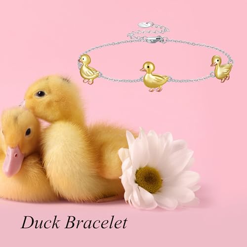 YAFEINI Duck Bracelet 925 Sterling Silver Cute Animal Mother's Day Jewelry for Women Mom4