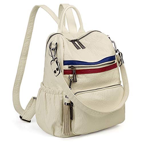 UTO: Bolso Mochila de Mujer Cuero Sintético Bandolera Escolar con Bolsillos Laterales