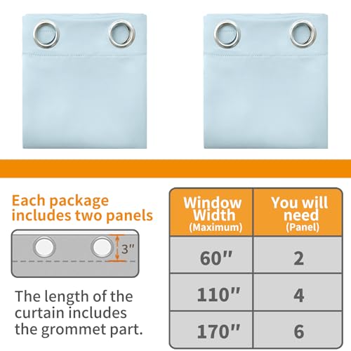 Image of YoungsTex Baby Blue 100% Blackout Curtains 54 Inches Length for Kids Bedroom, Thick Full Light Blocking Thermal Insulated Window Drapes for Nursery Noise Reduce, 2 Panels, 42 X 54 Inch