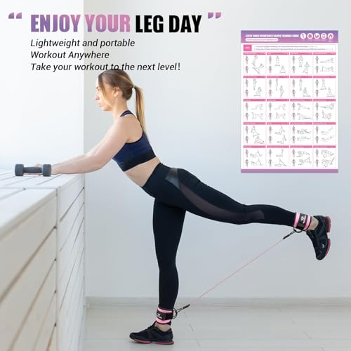 Image of Ankle Resistance Bands with Cuffs, Leg Exercise Equipment with Poster | Ankle Bands for Working Out, Kickbacks Hip, Leg Glute, Resistance Workout Equipment for Women
