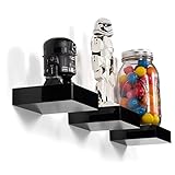 brightmaison Modern Kids Room Décor Display Showcase Nursery Wall Mount Floating Glossy Ledge Shelf (Set of 3 - Black)