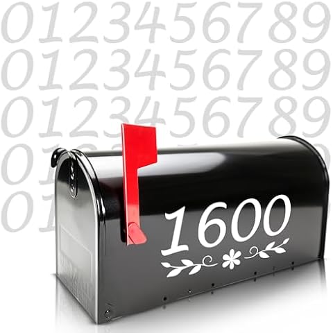 ASSURED SIGNS Reflective Mailbox Numbers for Outside - 5 Sets, 2" Tall, 0-9 House Address Number Stickers for Mail Box - White Self-Adhesive Vinyl Decals - Waterproof and UV Resistant Cover