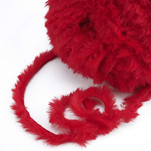 Image of NICEEC 2 Skeins Faux Fur Yarn Super Soft, Chunky & Fluffy, Eyelash Yarn for Crochet & Knitting (Total Length 70yds,3.53oz) - Strawberry Red