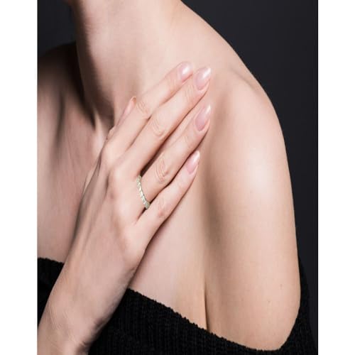 14K Yellow Gold Plated Cushion Cut Cz Stackable Rings | Cubic Zirconia Eternity Bands | Promise Ring for Couples - Size 64