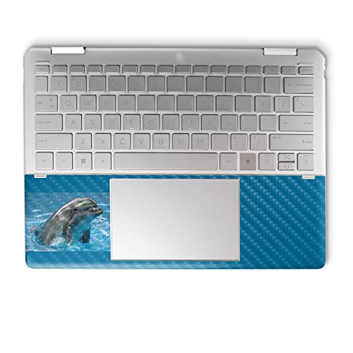 Image of MightySkins Carbon Fiber Skin Compatible with HP Spectre x360 14 inch (2022) Full Wrap Kit - Dolphin Greeting | Protective, Durable Textured Carbon Fiber Finish | Easy to Apply | Made in The USA
