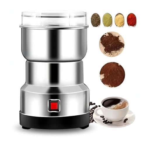 Image of Drumstone (𝐄𝐱𝐥𝐮𝐬𝐢𝐯𝐞 𝟐𝟎 𝐘𝐞𝐚𝐫𝐬 𝐰𝐚𝐫𝐫𝐚𝐧𝐭𝐲) Portable Stainless Steel Electric Grinder for Coffee Beans, Masala, Herbs & Dry Spices, High-Speed Compact Grinding Machine for Kitchen